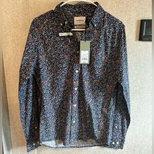 NWT Slim Fit Small Goodfellow & Co Blue Floral Button Down Long Sleeve Shirt